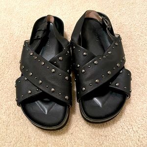 sanctuary black studded sandals